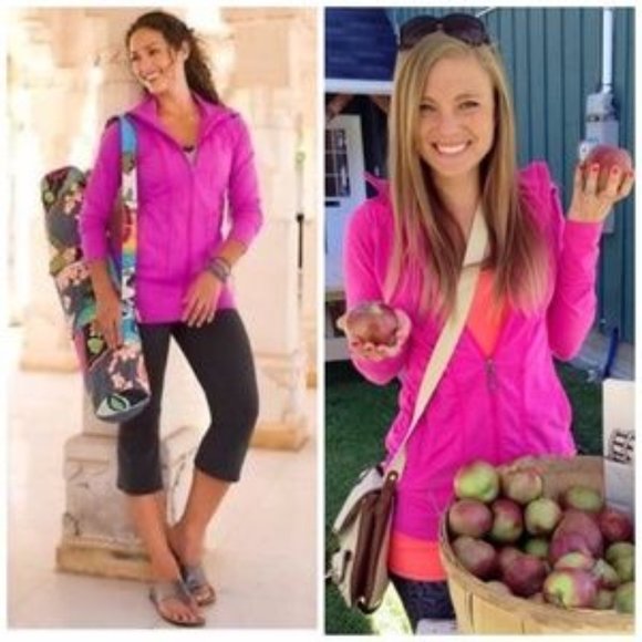 Athleta Jackets & Blazers - ATHLETA Rishi Zip Up Pink Yoga Hooded Jacket